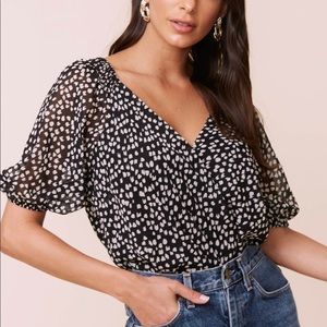 ASTR the Label V-Neck Wrap Front Bodysuit Drop Back